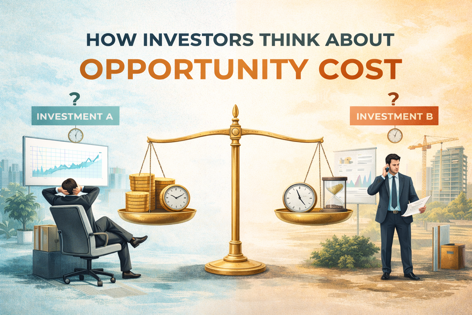 Opportunity cost illustrated through investor decision-making and capital trade-offs