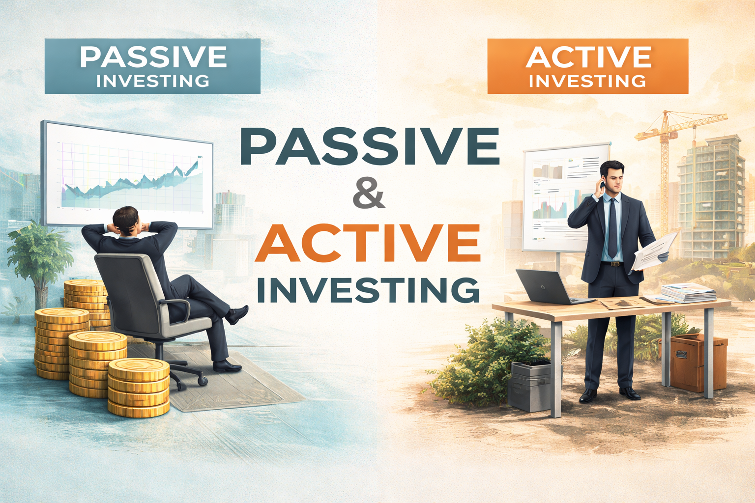 Passive vs active investing illustrated through investor involvement and capital allocation